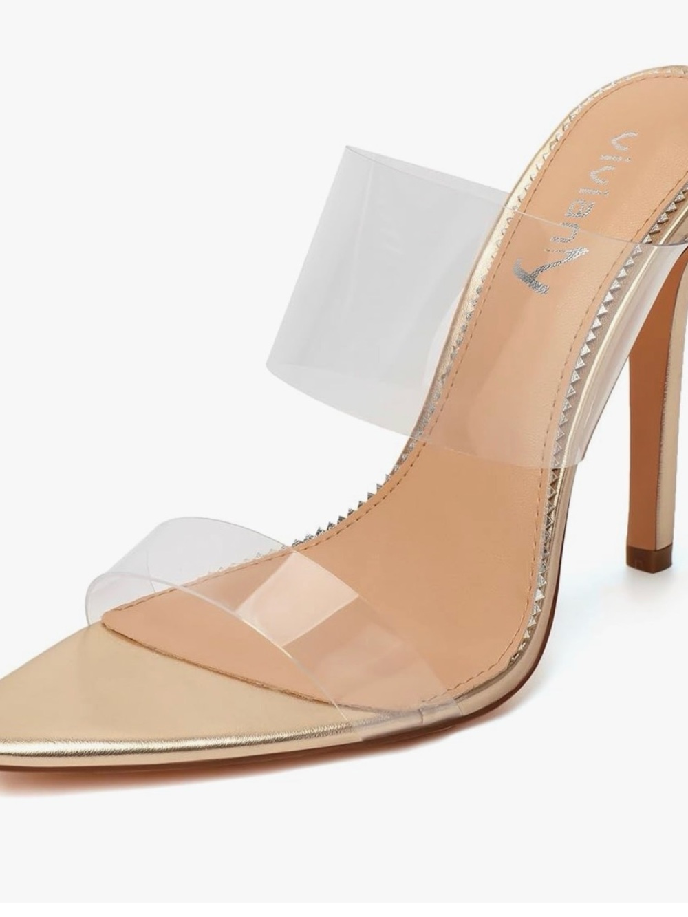 Clear Strap Suede Stiletto Mule